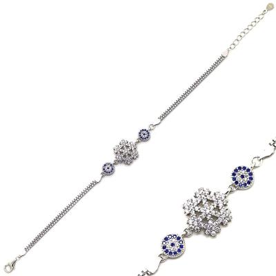 925 Ayar Gümüş Nazar Boncuklu Kar Tanesi Bileklik