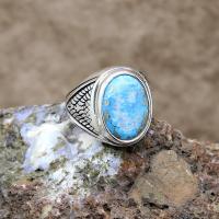 925 Ayar Gümüş Firuze (Turkuaz) Taşlı Erkek Yüzük