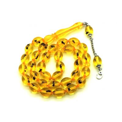 Arpa Kesim Karınca Fosilli Toz Damla Kehribar Tesbih