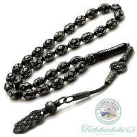 Arpa Kesim Özel Gümüş İşlemeli Erzurum Oltu Taşı Tesbih