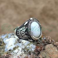 Ayyıldız Tasarım Yemen Akik Taşlı Gümüş Erkek Yüzük