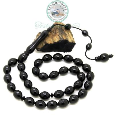 Badem Kesim Sistemli Sade Erzurum Oltu Taşı Tesbih (9X12 mm)