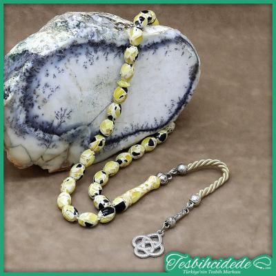 Beyaz Parçalı Kokulu Toz Kehribar Tesbih