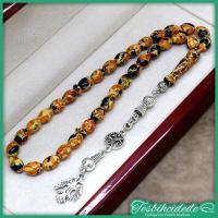 Beyzi Kesim Parçalı Damla Kokulu Toz Kehribar Tesbih