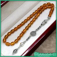 Beyzi Kesim Kokulu Fosilli Toz Kehribar Tesbih