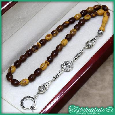 Beyzi Kesim Kokulu Kahverengi Toz Kehribar Tesbih