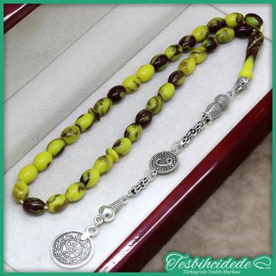 Beyzi Kesim Kokulu Sarı Kahve Toz Kehribar Tesbih