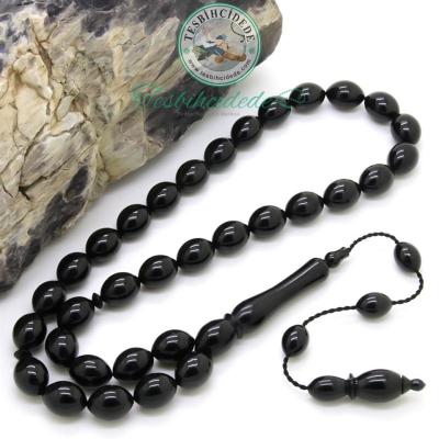 Büyük Boy Sistemli Sade Erzurum Oltu Taşı Tesbih (10X13 mm)