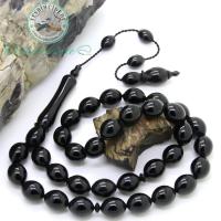 Büyük Boy Sistemli Sade Erzurum Oltu Taşı Tesbih (10.5X13.5 mm)