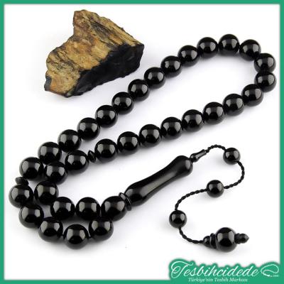 Büyük Boy Sistemli Sade Erzurum Oltu Taşı Tesbih (10X10 mm)