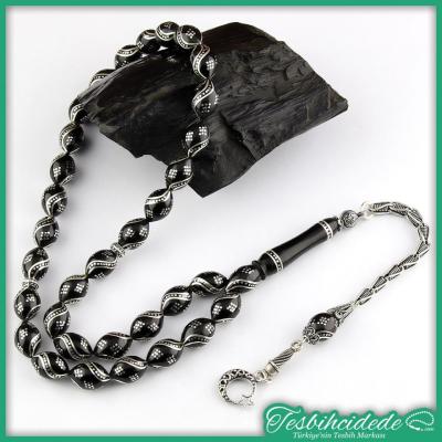 Çeşm-İ Bülbül Ve Baklava İşlemeli Erzurum Oltu Taşı Tesbih