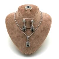 Çiçek Model Markazit Ve Oltu Taşlı Gümüş Üçlü Takım