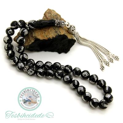 Çift Sıra Burgu Ve Baklava İşlemeli Erzurum Oltu Taşı Tesbih