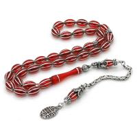 Ebced Tasarımlı Karpuz İşlemeli Sıkma Ateş Kehribarı