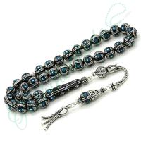 Firuze Ve Karpuz İşlemeli Küre Kesim Erzurum Oltu Taşı Tesbih