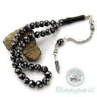 Güllü Baklava İşlemeli Erzurum Oltu Taşı Tesbih