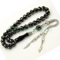 Gümüş Çeşm-İ Bülbül Ve Baklava İşlemeli Erzurum Oltu Taşı Tesbih