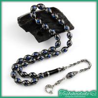 Gümüş Çeşm-İ Bülbül Ve Mine İşlemeli Erzurum Oltu Taşı Tesbih