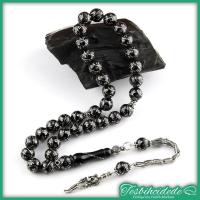 Gümüş İskelet Püsküllü Burgu Dörtlü İşlemeli Erzurum Oltu Taşı Tesbih