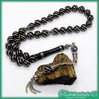 Gümüş Çeşm-İ Bülbül İşlemeli Küre Erzurum Oltu Taşı Tesbih