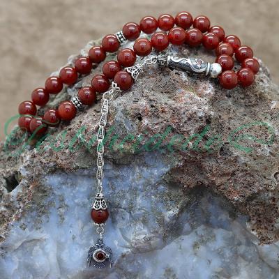 Gümüş Ayyıldız Tasarım Akik Doğaltaş Tesbih