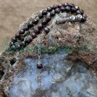 Gümüş Ayyıldız Tasarım Fasetli Lal (Granat) Taşı Tesbih