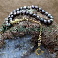 Gümüş Ayyıldız Tasarım Siyah İnci Tesbih