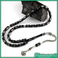 Gümüş Baklava İşlemeli Kapsül Model Erzurum Oltu Taşı Tesbih