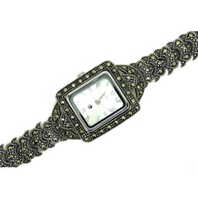 Gümüş Kare Tasarım Markazit Saat