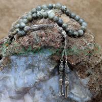 Gümüş Lale Tasarım Doğal Labradorit Taşı Tesbih