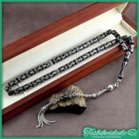 Gümüş Piramit İşlemeli Kesme Erzurum Oltu Taşı Tesbih