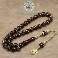 Gümüş Selçuklu Kartalı Püsküllü Pirinç Karpuz İşlemeli Sıkma Ateş Kehribar Tesbih