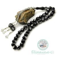 Gümüş Tuğra İşlemeli Erzurum Oltu Taşı Tesbih