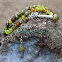 Gümüş Tuğra Tasarım Damarlı Akik Tesbih