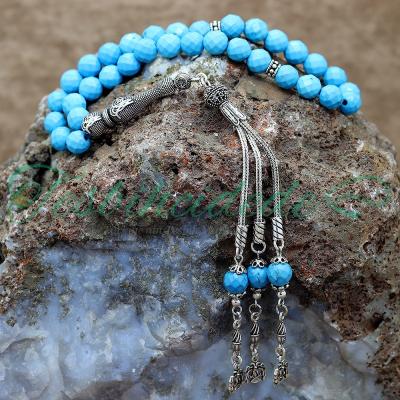 Gümüş Tuğra Ve Selçuklu Kartalı Tasarım Turkuaz (Firuze) Tesbih