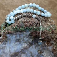 Gümüş Tasarım Akuamarin Doğaltaş Tesbih