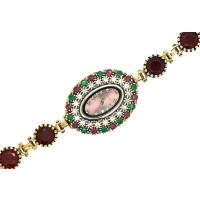 Gümüş Yakut Ve Zümrüt Taşlı Otantik Saat