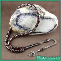 Gümüş Yarma Ve Mercan İşlemeli Kapsül Erzurum Oltu Taşı Tesbih