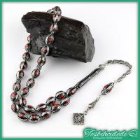 Gümüş Yarma Ve Mercan İşlemeli Arpa Kesim Erzurum Oltu Taşı Tesbih