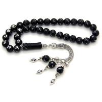 İsim Yazılı 925 Ayar Gümüş Oltu Taşı Tesbih