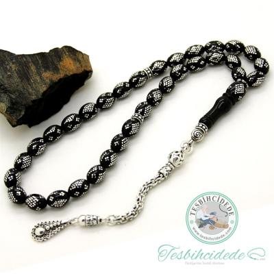 Kızılcık Kesim Baklava İşlemeli Erzurum Oltu Taşı Tesbih