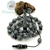 Koleksiyonluk Özel Tasarım Firuze İşlemeli Erzurum Oltu Taşı Tesbih