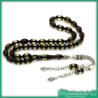 Koyu Yeşil Sürmeli Toz Kehribar Tesbih