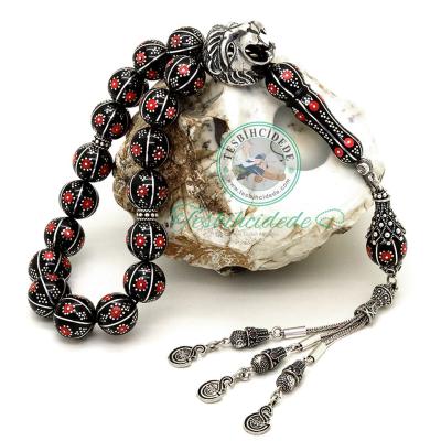 Kükreyen Aslan Tasarım Mercan Karpuz İşlemeli Maskot Erzurum Oltu Taşı Tesbih