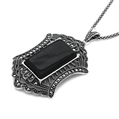 Markazit Oltu Taşlı Gümüş Kolye