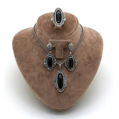 Markazit Ve Oltu Taşlı Gümüş Üçlü Takım