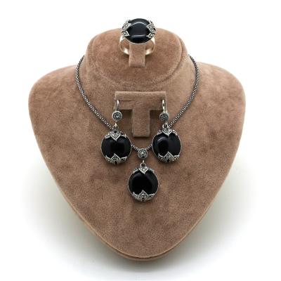 Markazit Ve Oltu Taşlı Gümüş Üçlü Takım