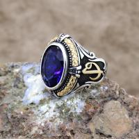 Mavi Zirkon Taşlı Gümüş Elif Vavlı Erkek Yüzük