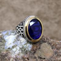 Mavi Zirkon Taşlı Gümüş Erkek Yüzük