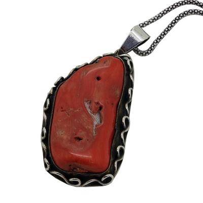 Mercan Doğal Taşlı Bayan Otantik Kolye